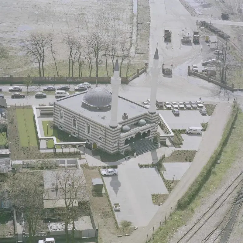 Historische foto van het terrein vóór de bouw